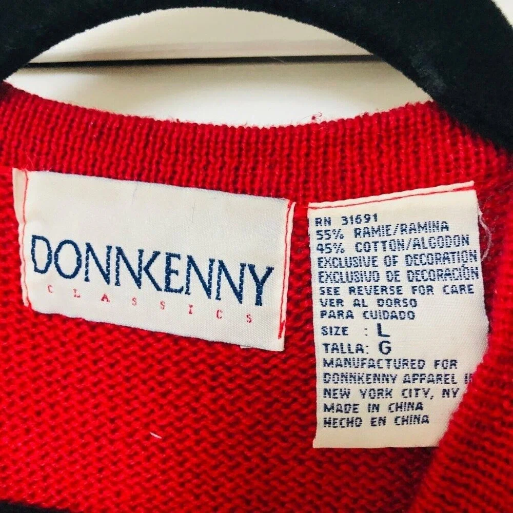 VTG Donnkenny Red Sweater Vest Women's L Hand Beaded‎ Embellished Christmas Nana